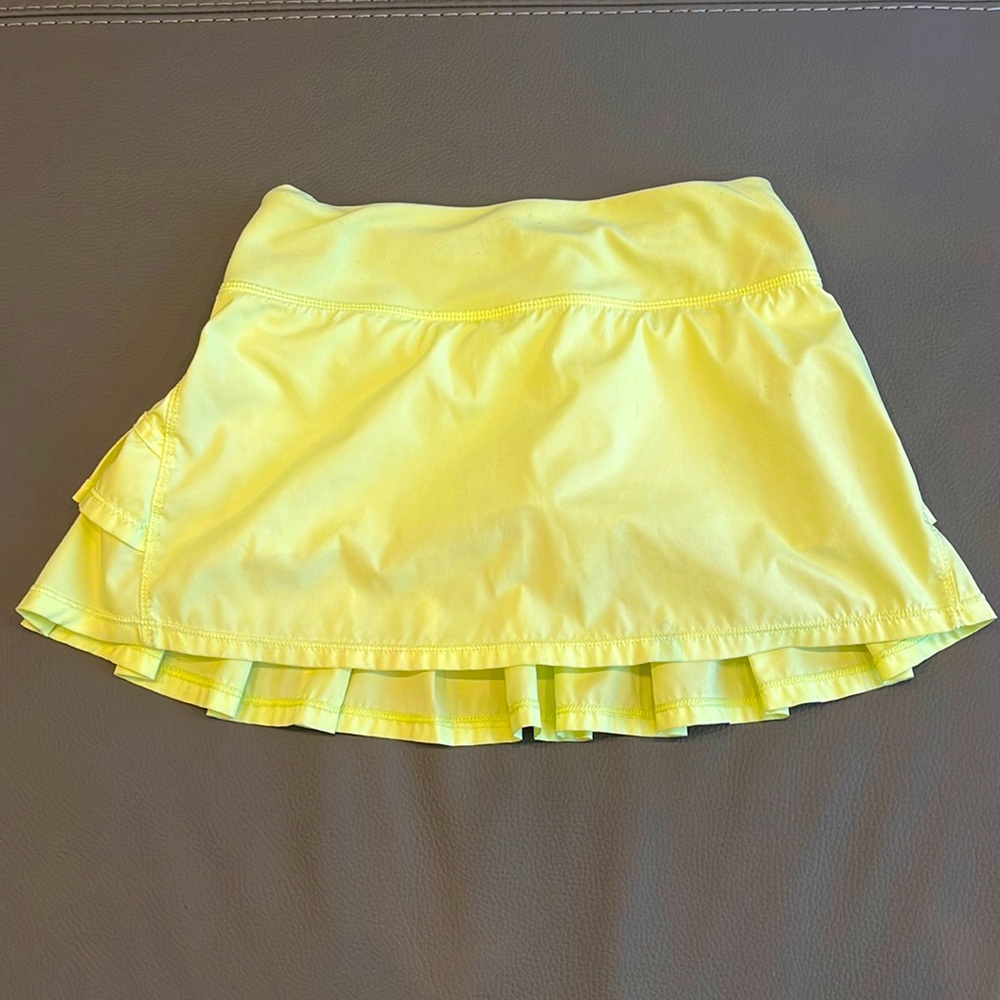 IVIVVA LULULEMON GIRLS Lemon/Lime Neon PLEATED TENNIS SKORT SKIRT | SZ  10